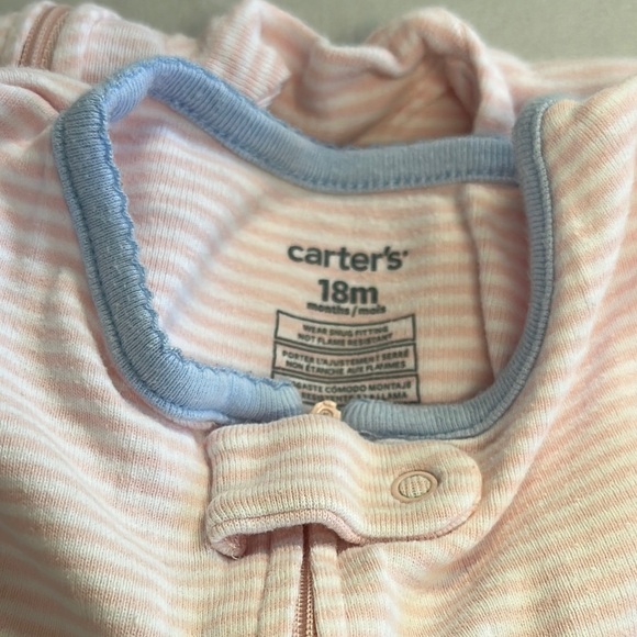 Carter's - Pink and Blue Striped Baby Onesie Sleeper - Picture 2 of 5